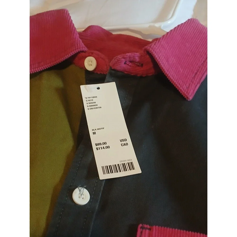 Urban Outfitters Colorblock Patchwork Button Up Shirt 90s Vintage Style M -NWT - Picture 4 of 8